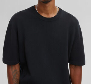 Mode of One Men's Short Sleeve Crewneck Sweater Deep Black M